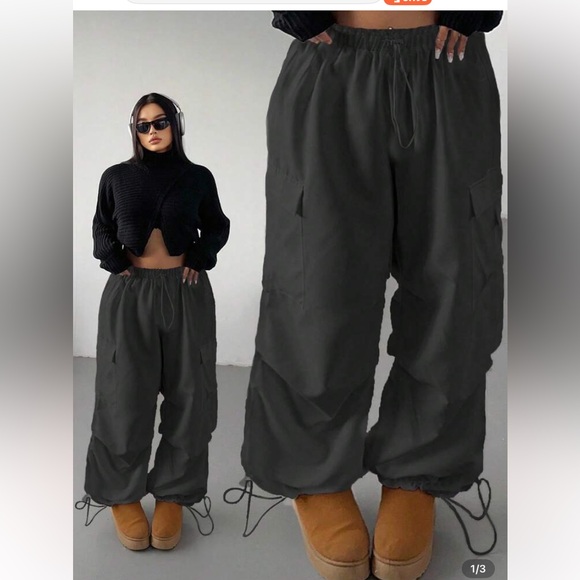 SHEIN Pants - SHEIN 4X plus-size streetwear cargo Track Pants with drawstring.